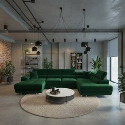 Torezio Bis U Shaped Corner Sofa Bed With Storage Chipboard Frame Polyurethane Foam Springs 346X203X70 90Cm Green Right - thumbnail 2
