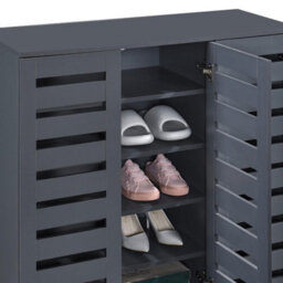 Swish Furniture Euston Modern Dark Grey 3 Door 5 Tier Shoe Cabinet - thumbnail 5