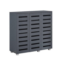 Swish Furniture Euston Modern Dark Grey 3 Door 5 Tier Shoe Cabinet - thumbnail 1