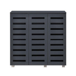 Swish Furniture Euston Modern Dark Grey 3 Door 5 Tier Shoe Cabinet - thumbnail 4