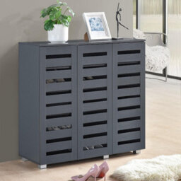 Swish Furniture Euston Modern Dark Grey 3 Door 5 Tier Shoe Cabinet - thumbnail 2