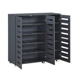 Swish Furniture Euston Modern Dark Grey 3 Door 5 Tier Shoe Cabinet - thumbnail 3