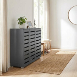 Swish Furniture Euston Modern Dark Grey 3 Door 5 Tier Shoe Cabinet - thumbnail 9