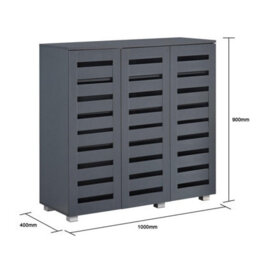 Swish Furniture Euston Modern Dark Grey 3 Door 5 Tier Shoe Cabinet - thumbnail 8