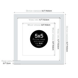 "5X5"" Light Grey Picture Frame - 5X5"" Square Frame With 4X4"" Mount For 5X5""/4X4"" Pictures Moderrn Style Thin Edge, 1 Pack" - thumbnail 2
