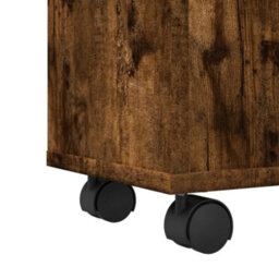 Berkfield Narrow Bathroom Cabinet With Wheels Smoked Oak Engineered Wood - thumbnail 8