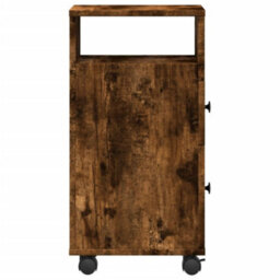 Berkfield Narrow Bathroom Cabinet With Wheels Smoked Oak Engineered Wood - thumbnail 5