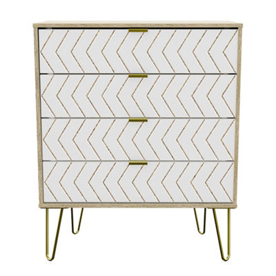 Ready Assembled White 4 Drawer Chest Of Drawers (H)910mm (W)765mm (D)395mm - image 1