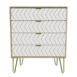 Ready Assembled White 4 Drawer Chest Of Drawers (H)910mm (W)765mm (D)395mm - thumbnail 1