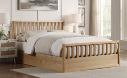 Save On Goods UK 4Ft6 Double Oak Finish Wood Wooden Ottoman Gas Lift Up Storage Bed Frame Bedstead - thumbnail 2