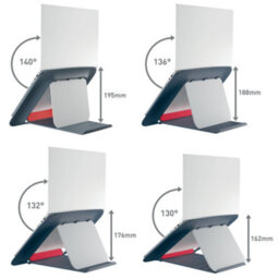 Leitz Ergo Cosy Adjustable Ergonomic Portable Laptop Riser Stand 317 X 53 X 255mm For Home Office In Velvet Grey - thumbnail 3