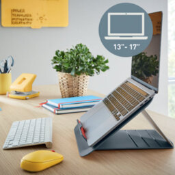 Leitz Ergo Cosy Adjustable Ergonomic Portable Laptop Riser Stand 317 X 53 X 255mm For Home Office In Velvet Grey - thumbnail 9