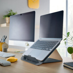 Leitz Ergo Cosy Adjustable Ergonomic Portable Laptop Riser Stand 317 X 53 X 255mm For Home Office In Velvet Grey - thumbnail 6