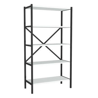 Urbn-Living Urbnliving 121Cm Height 5-Shelf White Wooden Bookcase With Metal Frame Home Décor Storage And Shelving Unit - image 1