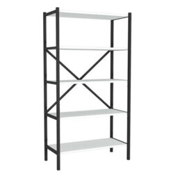 Urbn-Living Urbnliving 121Cm Height 5-Shelf White Wooden Bookcase With Metal Frame Home Décor Storage And Shelving Unit - thumbnail 1