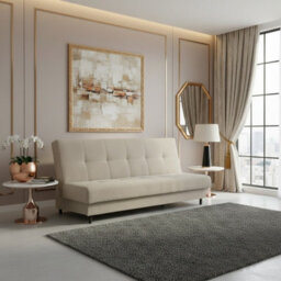 Enduro Xiv Sofa Bed With Sleeping Function Click Clack Mechanism Bedding Storage Wooden Frame 195X85X90Cm Beige - thumbnail 1