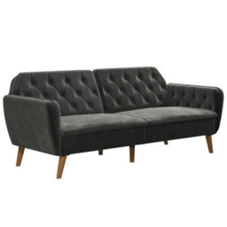 Novogratz Tallulah Sofa Bed With Memory Foam In Velvet Grey - thumbnail 2