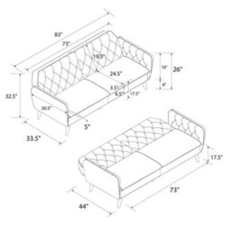 Novogratz Tallulah Sofa Bed With Memory Foam In Velvet Grey - thumbnail 5