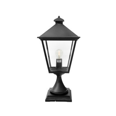 Elstead Turin Grande 1 Light Outdoor Pedestal Lantern Black Ip54, E27