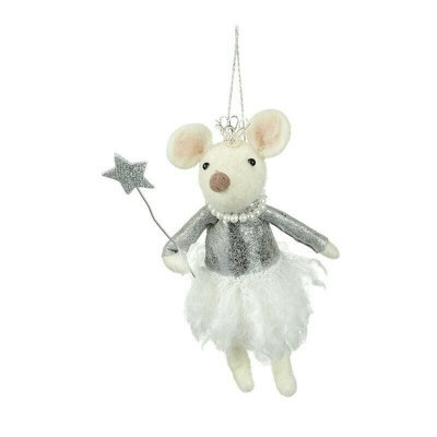 Heaven Sends Christmas Fairy God-Mother Mouse Wool Tree Decoration, 15.5 X 7 X 5 Cm