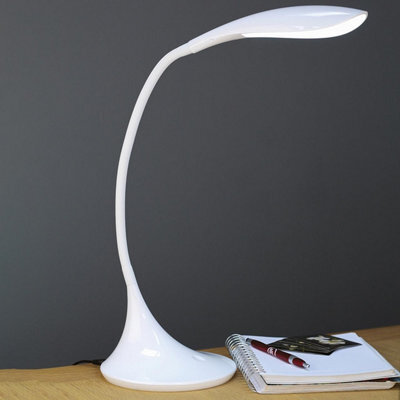 White High Vision Touch Control Tabletop Led Lamp - Mains Powered Desk Light With Gooseneck Arm & 400 Lumen Illumination - H40Cm - image 1