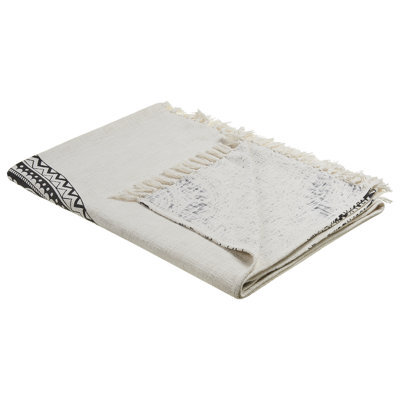 Beliani Blanket Berhampore Cotton 130 X 180 Cm Beige - image 1