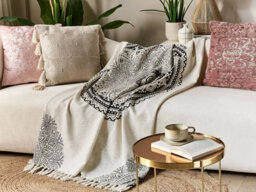 Beliani Blanket Berhampore Cotton 130 X 180 Cm Beige - thumbnail 2