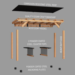 Backyard Discovery Xl Saxony Cedar Wood Outdoor Bbq/grill Gazebo 3.7M X 1.9M (12Ft X 6Ft) - thumbnail 7