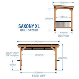 Backyard Discovery Xl Saxony Cedar Wood Outdoor Bbq/grill Gazebo 3.7M X 1.9M (12Ft X 6Ft) - thumbnail 9