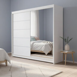 Talin 3 Sliding Wardrobe One Door Mirrored Body White Front White - thumbnail 3