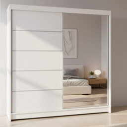 Talin 3 Sliding Wardrobe One Door Mirrored Body White Front White - thumbnail 2