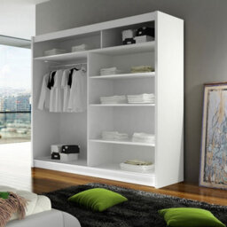 Talin 3 Sliding Wardrobe One Door Mirrored Body White Front White - thumbnail 4