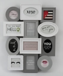 Biznest Multi Aperture Photo Frame 12Pc 8X 6X4 And 4X 4X4 Inch Photo Frames Collage Picture Wall Mounted Frame White & Grey - thumbnail 3