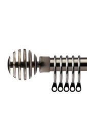 16-19mm Geneva Extendable  Metal Curtain Pole Set Black Silk 160-300Cm