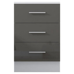 Reflect 3 Drawer Bedside Bundle (2X) - Grey Gloss & Matt White - Modern Bedside - H: 59.5Cm X W: 39.5Cm X D: 76Cm - thumbnail 4