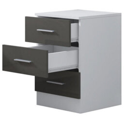 Reflect 3 Drawer Bedside Bundle (2X) - Grey Gloss & Matt White - Modern Bedside - H: 59.5Cm X W: 39.5Cm X D: 76Cm - thumbnail 6