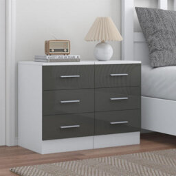 Reflect 3 Drawer Bedside Bundle (2X) - Grey Gloss & Matt White - Modern Bedside - H: 59.5Cm X W: 39.5Cm X D: 76Cm - thumbnail 2