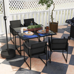 Outsunny 4 Seater Outdoor Table And Chairs With Adjustable Backrest For Garden - thumbnail 9