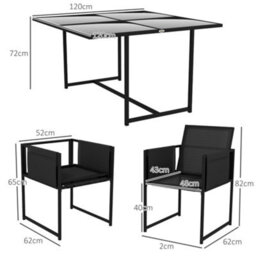 Outsunny 4 Seater Outdoor Table And Chairs With Adjustable Backrest For Garden - thumbnail 3