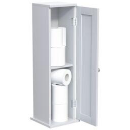 Hayle Matt White Freestanding Toilet Roll Holder Cupboard (H)650mm (W)200mm - thumbnail 3