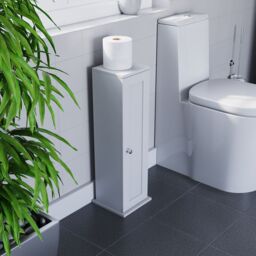 Hayle Matt White Freestanding Toilet Roll Holder Cupboard (H)650mm (W)200mm - thumbnail 7