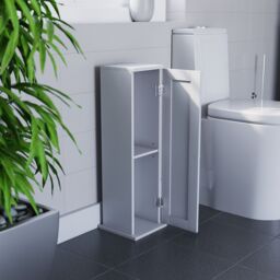 Hayle Matt White Freestanding Toilet Roll Holder Cupboard (H)650mm (W)200mm - thumbnail 8