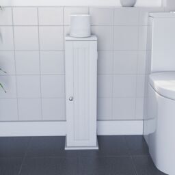 Hayle Matt White Freestanding Toilet Roll Holder Cupboard (H)650mm (W)200mm - thumbnail 6
