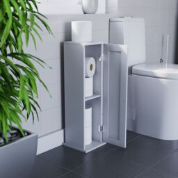 Hayle Matt White Freestanding Toilet Roll Holder Cupboard (H)650mm (W)200mm - thumbnail 9
