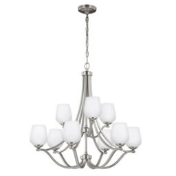 Elegant 9 Bulb Satin Nickel Chandelier Pendant Light With Led E27 60W Bulbs