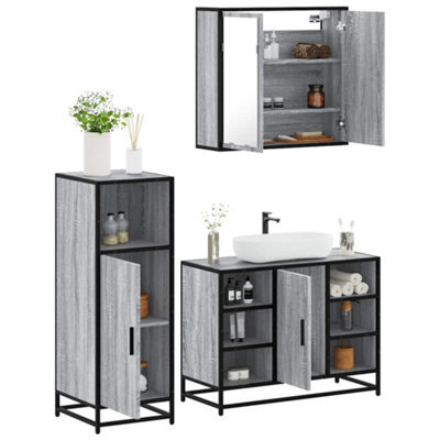 Berkfield 3 Piece Bathroom Furniture Set Grey Sonoma Engineered Wood - image 1