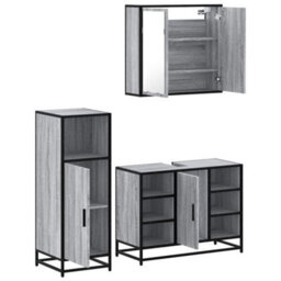 Berkfield 3 Piece Bathroom Furniture Set Grey Sonoma Engineered Wood - thumbnail 6