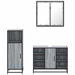 Berkfield 3 Piece Bathroom Furniture Set Grey Sonoma Engineered Wood - thumbnail 5