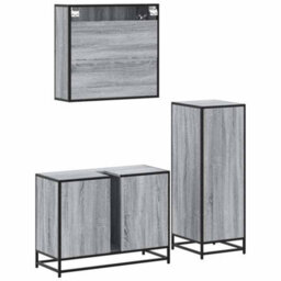 Berkfield 3 Piece Bathroom Furniture Set Grey Sonoma Engineered Wood - thumbnail 8