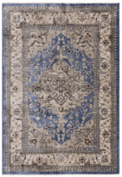 Blue Luxurious Traditional Bordered Easy To Clean Rug For Living Room Bedroom & Dining Room-120Cm X 166Cm - thumbnail 2